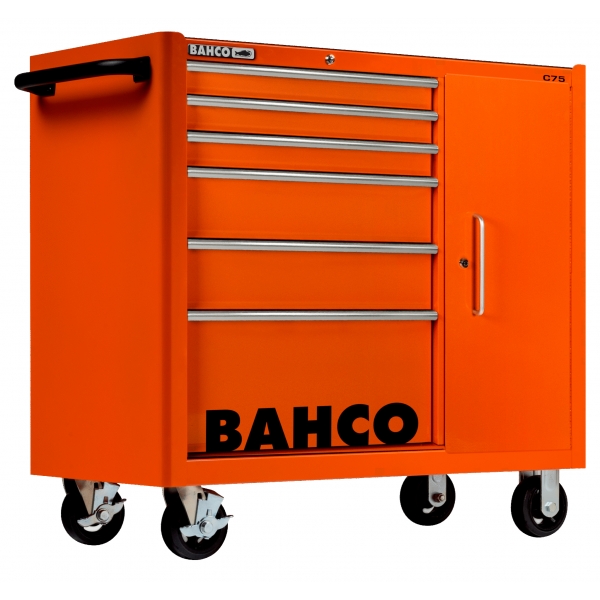 BAHCO C75 6 fiókos üres szerszámkocsi, oldalszekrénnyel (RAL-2009) narancssárga