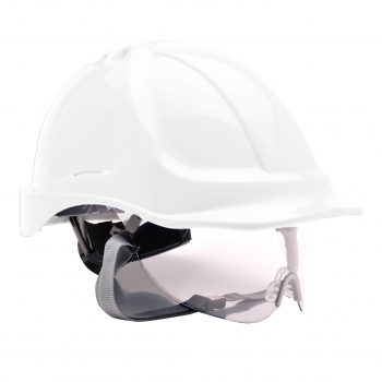 PORTWEST Védősisak védőszemüveggel kombinált, használható: 7 év gyártástól, FEHÉR
