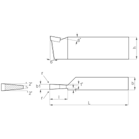 FERVI Forrasztott lapkás eszterga kés, L 100mm, l 12mm, b 8mm, h 12mm, b1 3mm, DIN4981