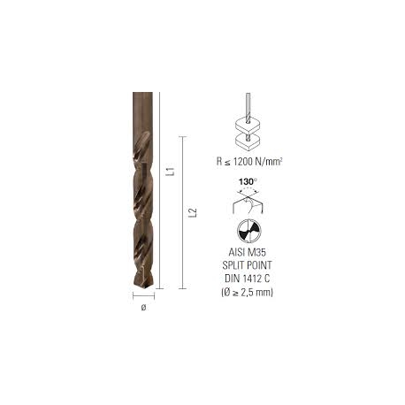 ECEF Fémcsigafúró 3,50 mm HSS Cobalt 5%, DIN338