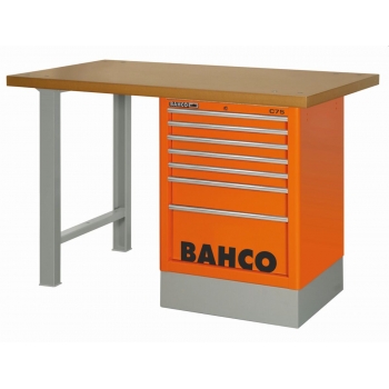 BAHCO MDF tetejű munkaasztal, 1800x750x1030 mm, 6 fiókos szekrénnyel, fekete