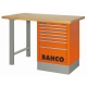 BAHCO Keményfa tetejű munkaasztal, 1800x750x1030 mm, 6 fiókos szekrénnyel, kék