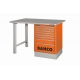 BAHCO Rozsdamentes acél tetejű munkaasztal, 1500x750x1030 mm, 6 fiókos szekrénnyel, piros