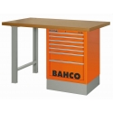BAHCO MDF tetejű munkaasztal, 1800x750x1030 mm, 7 fiókos szekrénnyel, fekete