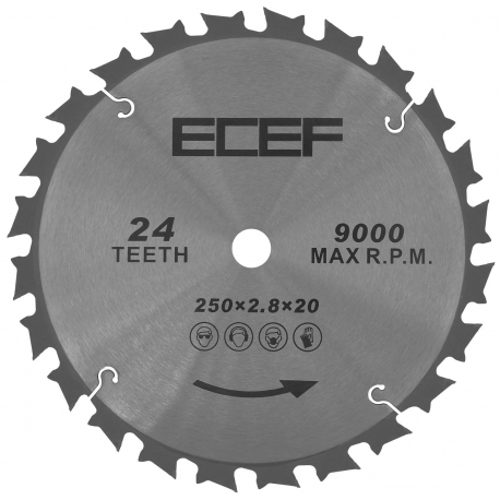 ECEF Vídiás faipari Körfűrész tárcsa 250 mm x 20 mm