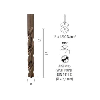 ECEF Fémcsigafúró 11/32" - 8,73mm, HSS Cobalt 5%, DIN1412C