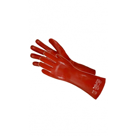 Védőkesztyű PVC hosszú szárú kesztyű 40cm, piros, 10-es