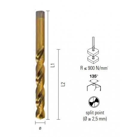 ECEF Fémcsigafúró HSS-Titan, 135° Techno-XP DIN338 10,25 mm