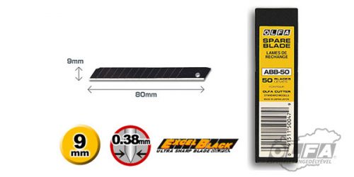 OLFA ABB-50 Standard tartalékpenge, 9mm, 50db/csomag