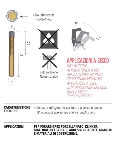 ECEF gyémántfúró száraz klt. 6db-os: 2-2db: 6-8-10 mm