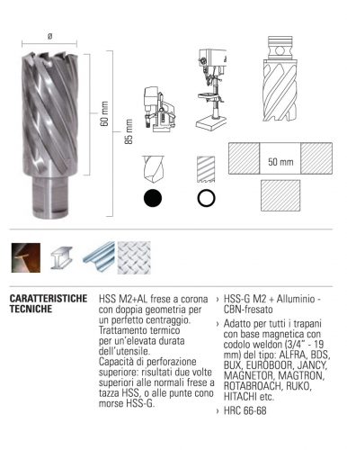 ECEF Koronafúró Weldon 19, HSS-M2 30x50 mm