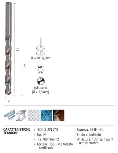 ECEF Fémcsigafúró hosszú 1,00x56mm HSS-G DIN340