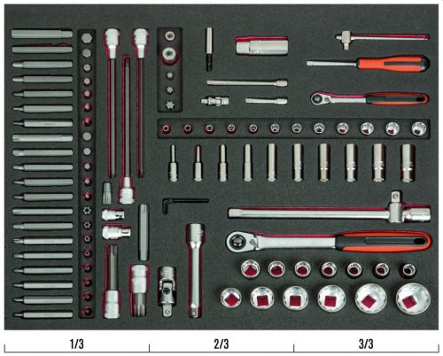 BAHCO 3/3 Szerszámösszeállítás: 1/4" + 1/2" dugókulcs+ 10mm Bitek, 108 részes