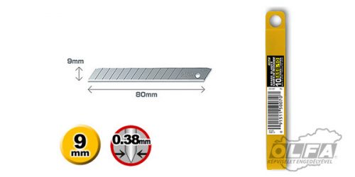 OLFA ASB-10 Standard tartalékpenge, 9mm, 10db/csomag