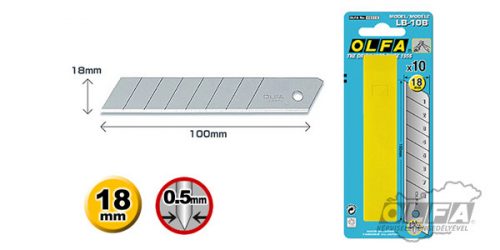 OLFA LB-10B Standard törhető tartalékpenge, 18mm, 10 db/csomag